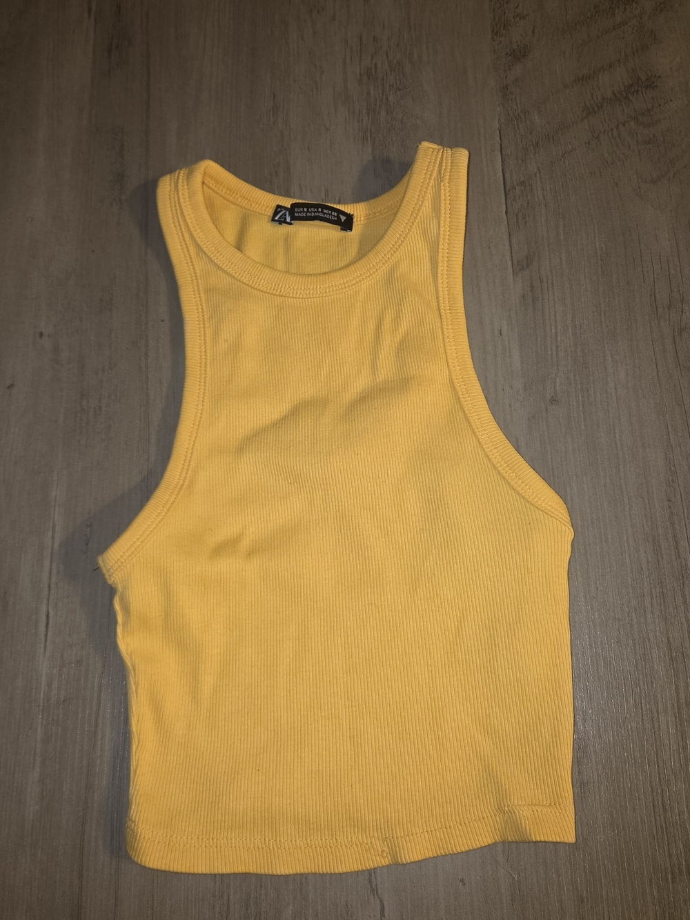 Zara Yellow Ribbed Crop Tank